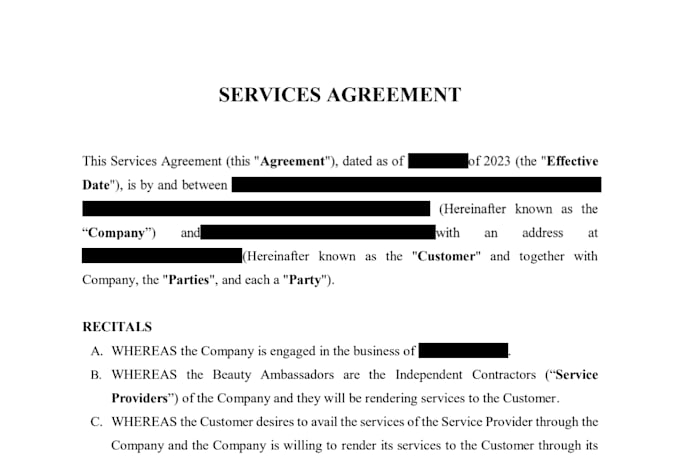 draft professional service agreement